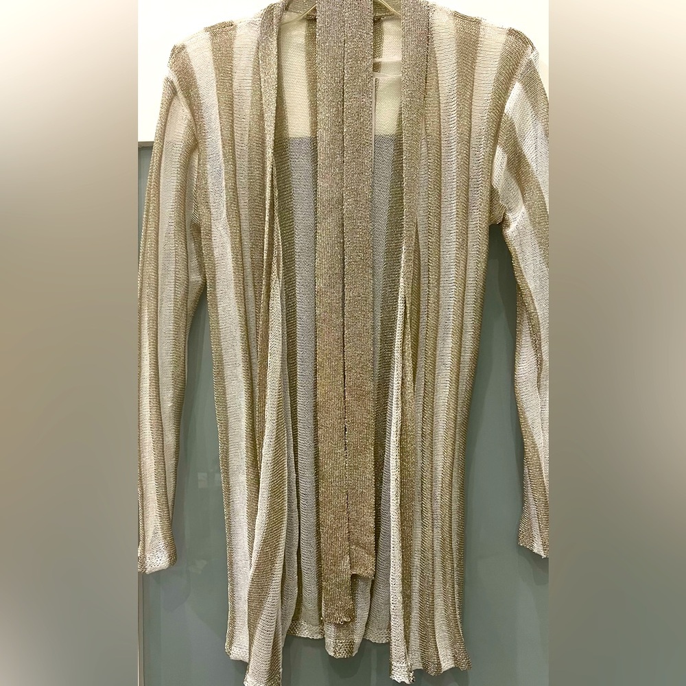 BRAND NEW LIONESS Stripe Metallic Striped Open Ftont Cardigan Size S